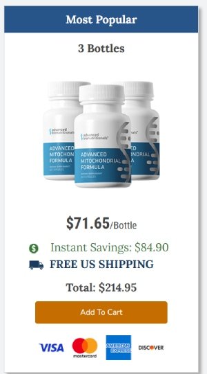 Price for 3 bottles of Advanced Mitochondrial Formula supplement with savings
