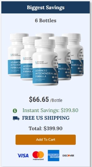 Price for 6 bottles of Advanced Mitochondrial Formula supplement best value pack